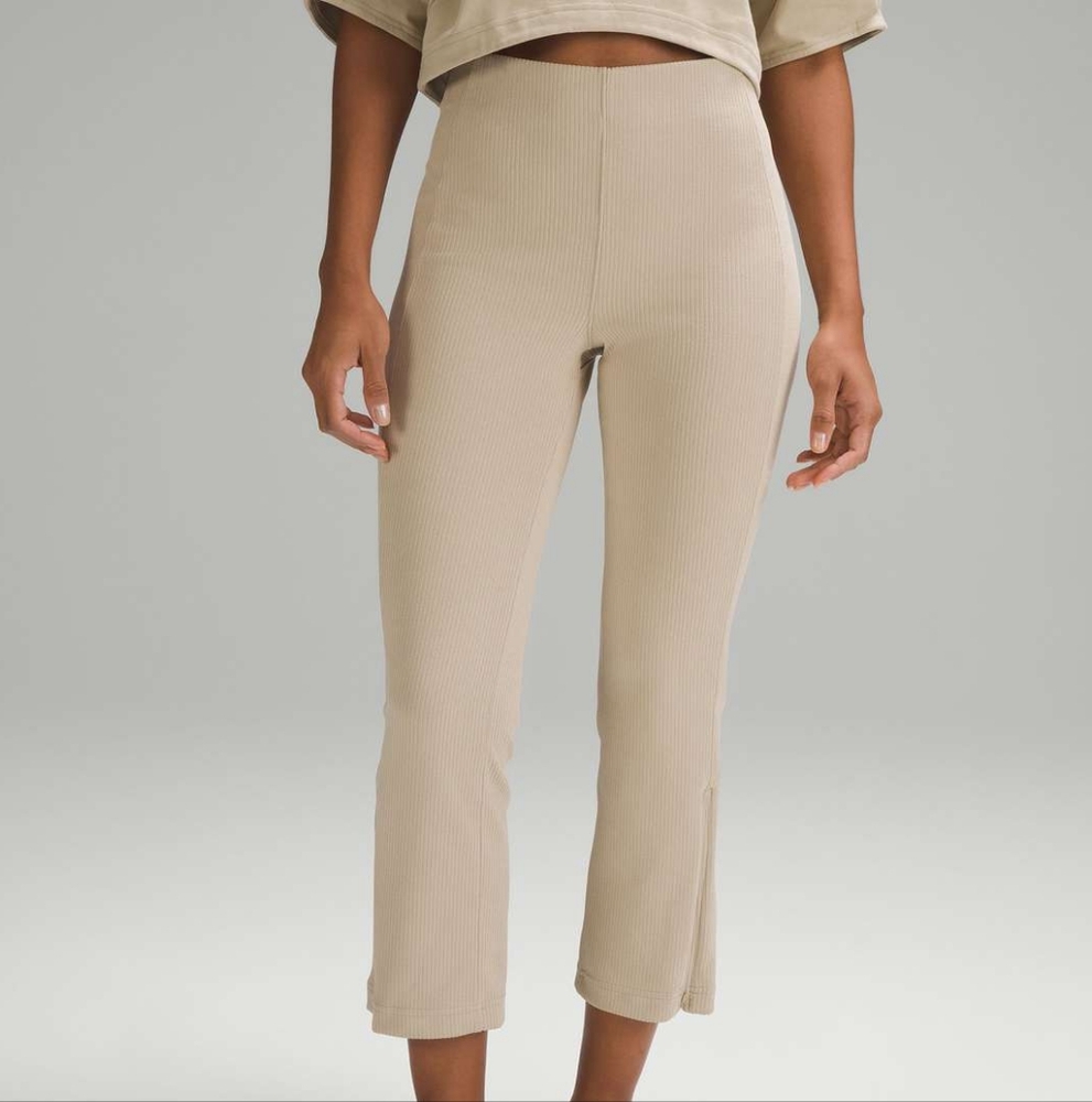 Lululemon Ribbed Softstreme Zip-Leg High-Rise Cropped Pants 25"